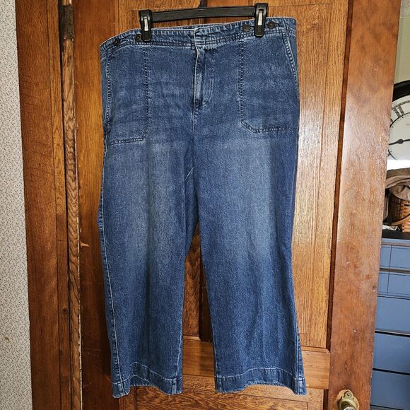 Talbots Women’s 18W Wide Leg Crop Blue Jean Cotton Spandex - Picture 1 of 11